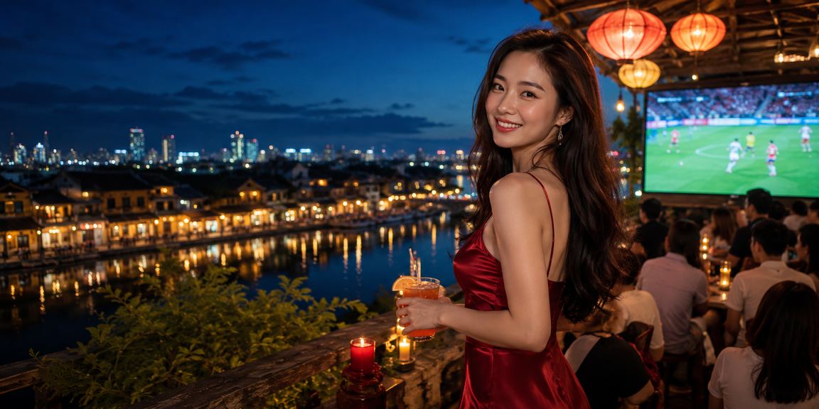 Người chơi theo dõi kèo bóng đá tại quán cà phê Hội An